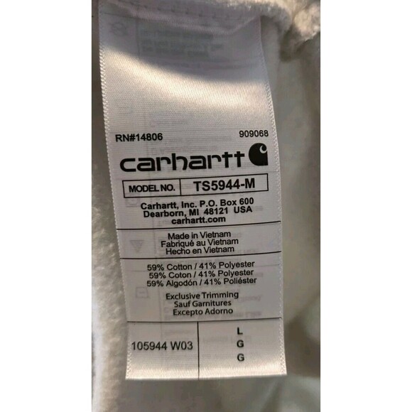 Carhartt Rain Defender Midweight White Hoodie Mens Large Sweatshirt - Picture 10 of 11